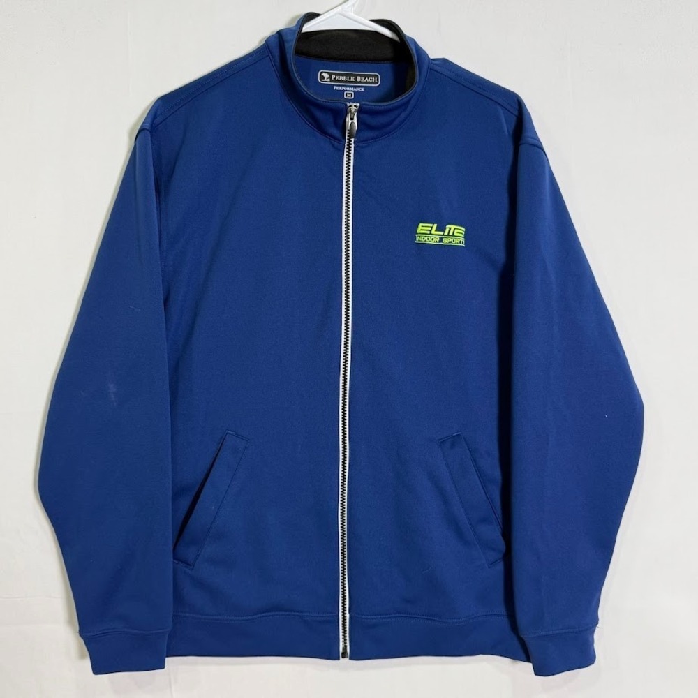 Pebble Beach Performance Mens Royal Blue Elite Indoor Sports Track Jacket Medium